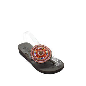 Global Girls Womens Beaded Front Thong Strap Platform Flip Flops Brown Size 6